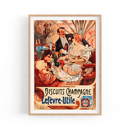 French Champagne & Biscuits Vintage Advert Art - The Affordable Art Company