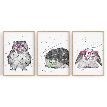 Set of Cute Animals Nursery Baby Wall Art - The Affordable Art Company