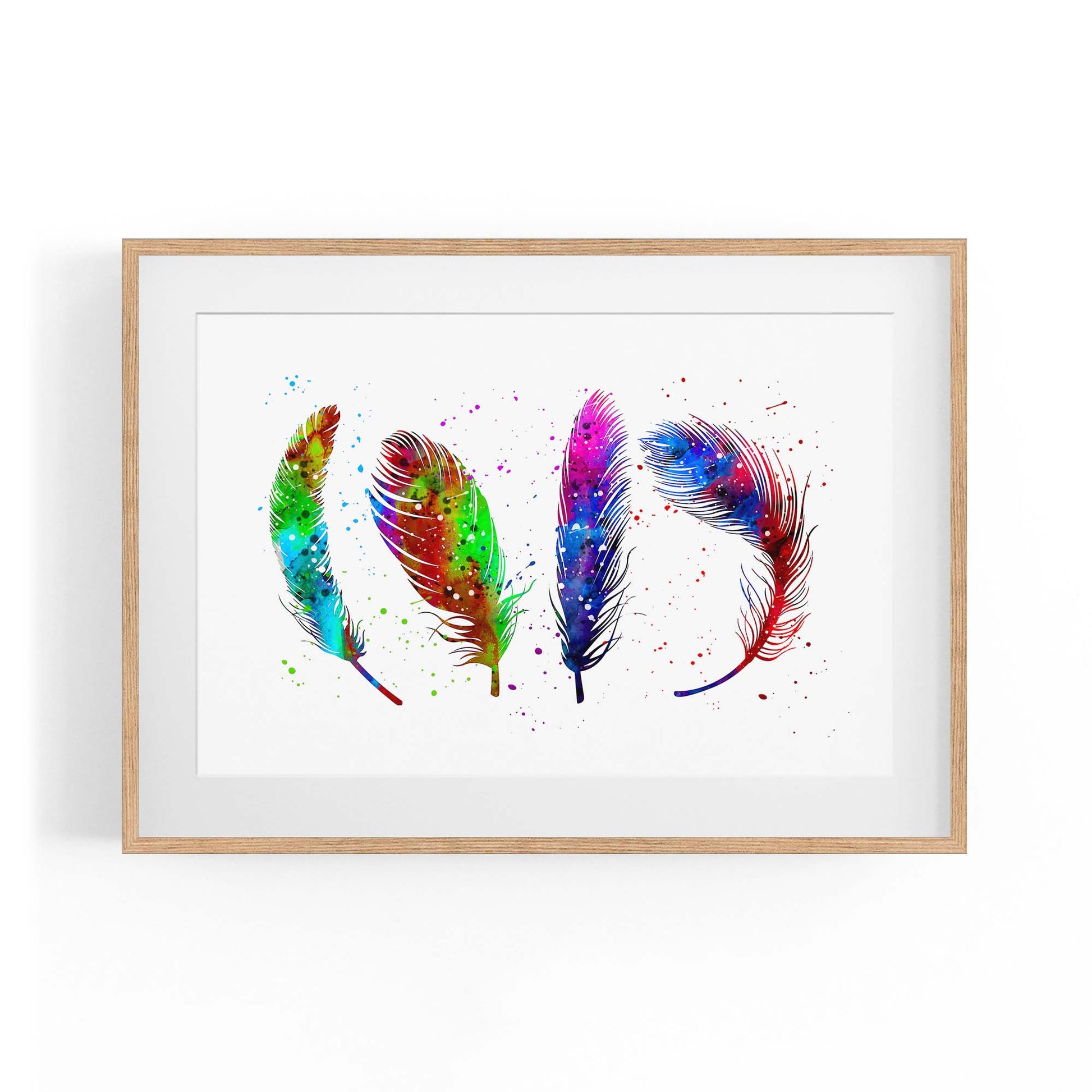 Feather Painting Colourful Bird Wall Art #1 - The Affordable Art Company
