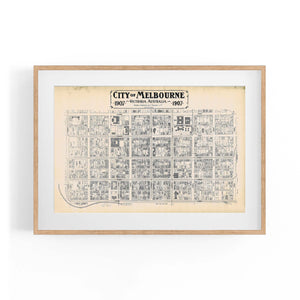 Vintage Melbourne CBD Street Map (1907) Wall Art - The Affordable Art Company