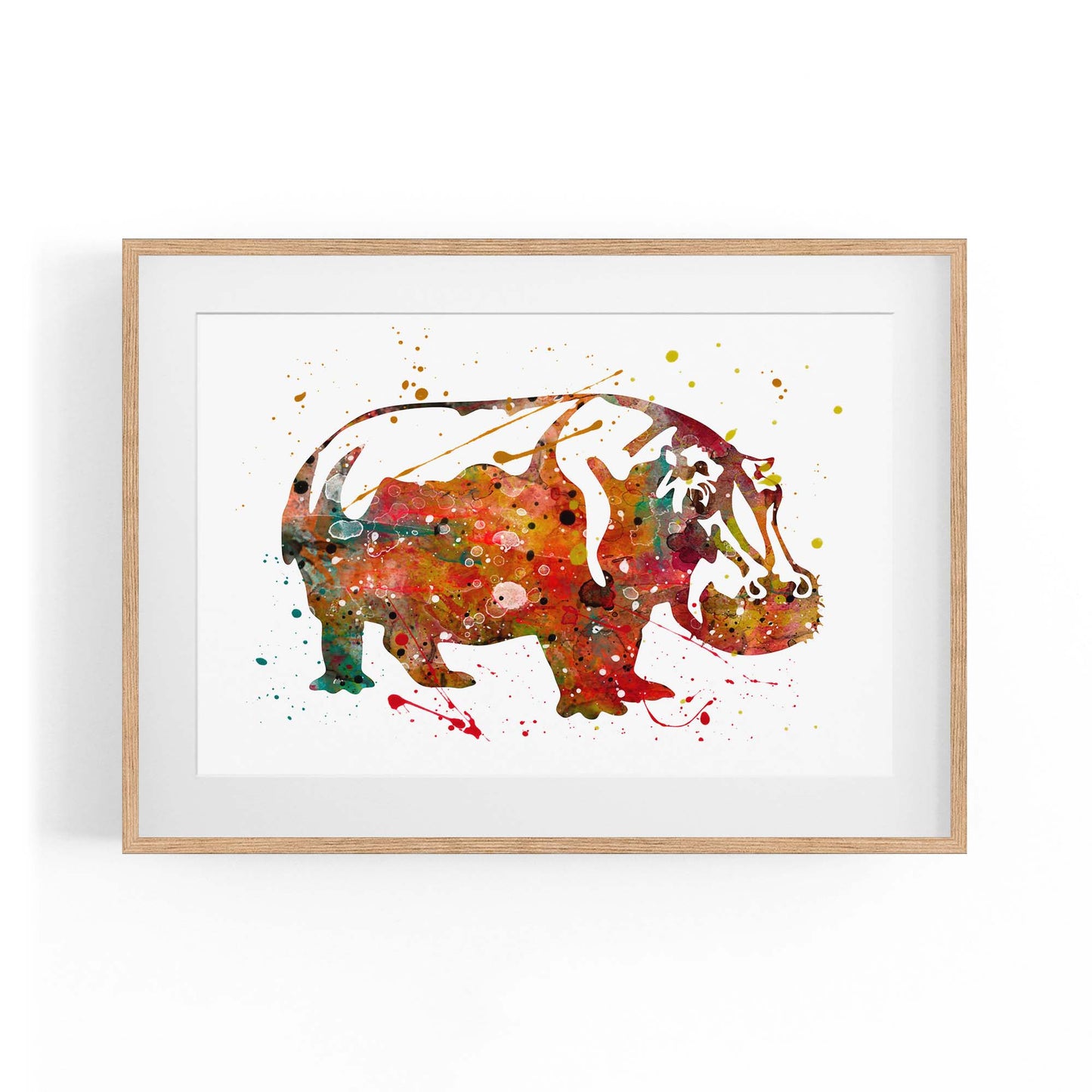 Watercolour Hippo Painting Animal Nursery Wall Art - The Affordable Art Company