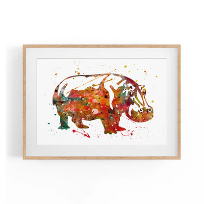 Watercolour Hippo Painting Animal Nursery Wall Art - The Affordable Art Company