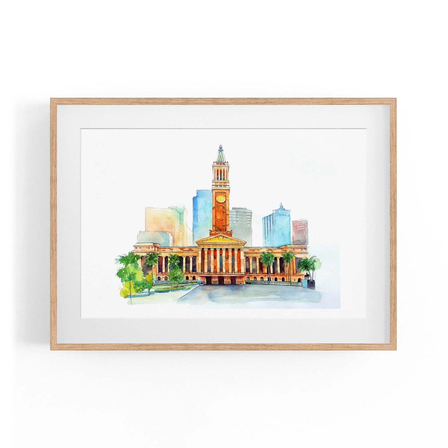 Brisbane City Queensland Hall Painting Wall Art - The Affordable Art Company