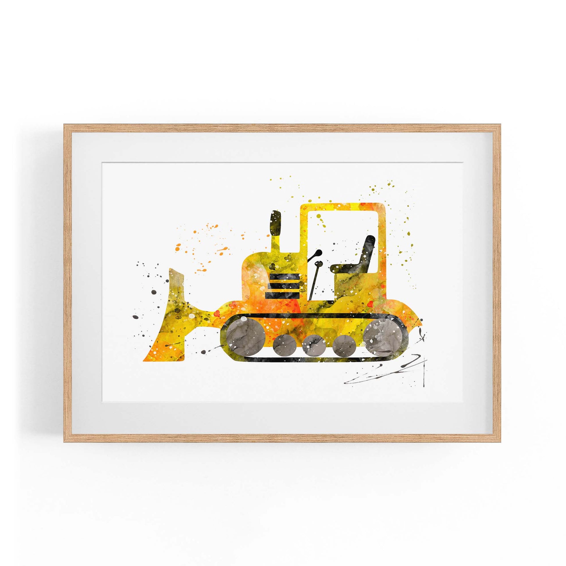 Yellow Digger Boys Bedroom Nursery Toddler Art #1 - The Affordable Art Company