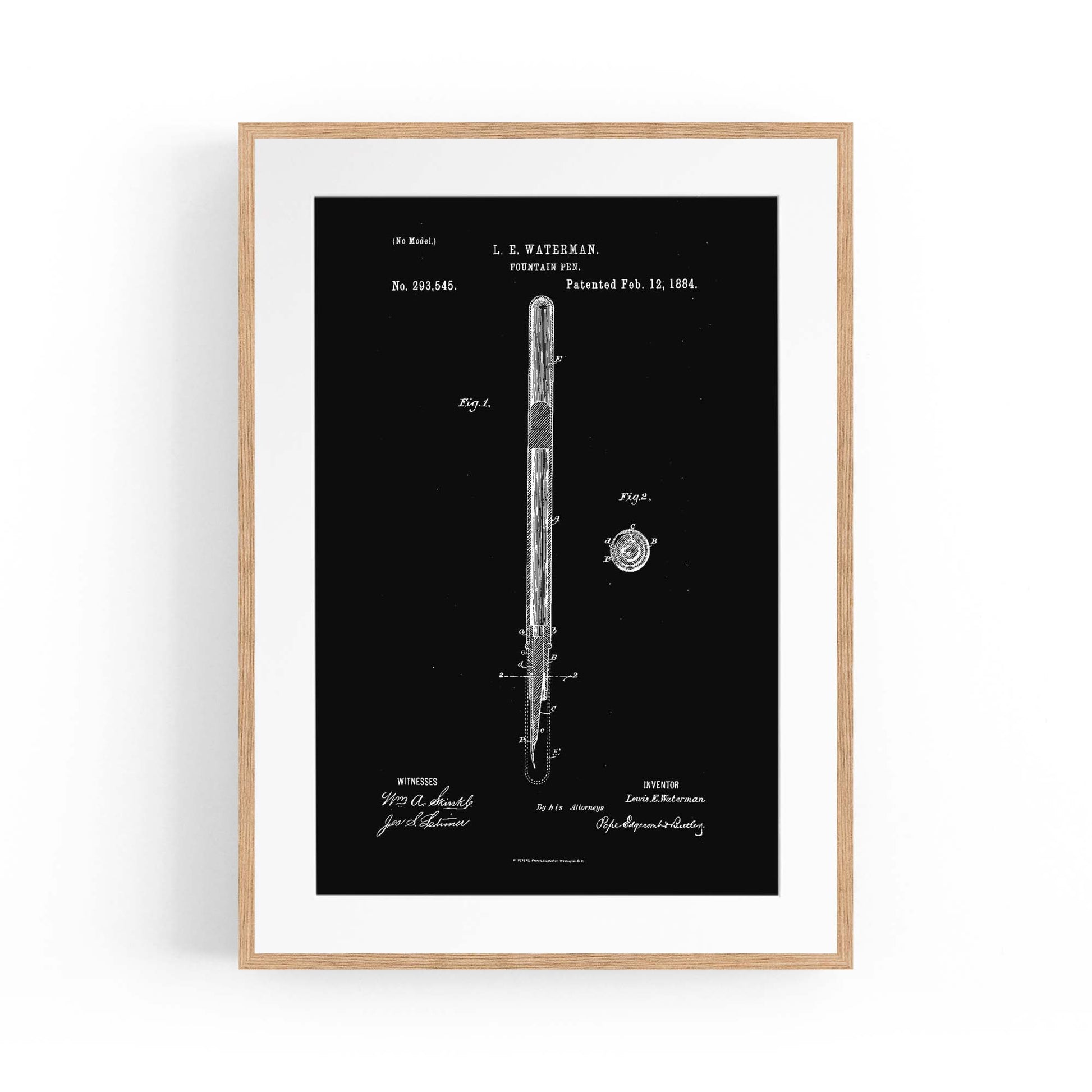 Vintage Fountain Pen Patent Artwork Wall Art #1 - The Affordable Art Company