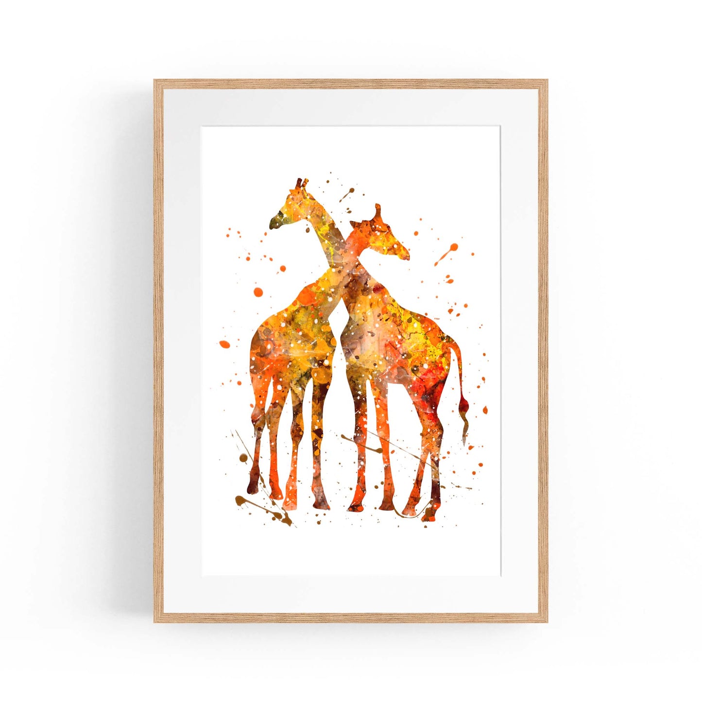 Giraffe Couple Romantic Wildlife Nursery Wall Art - The Affordable Art Company