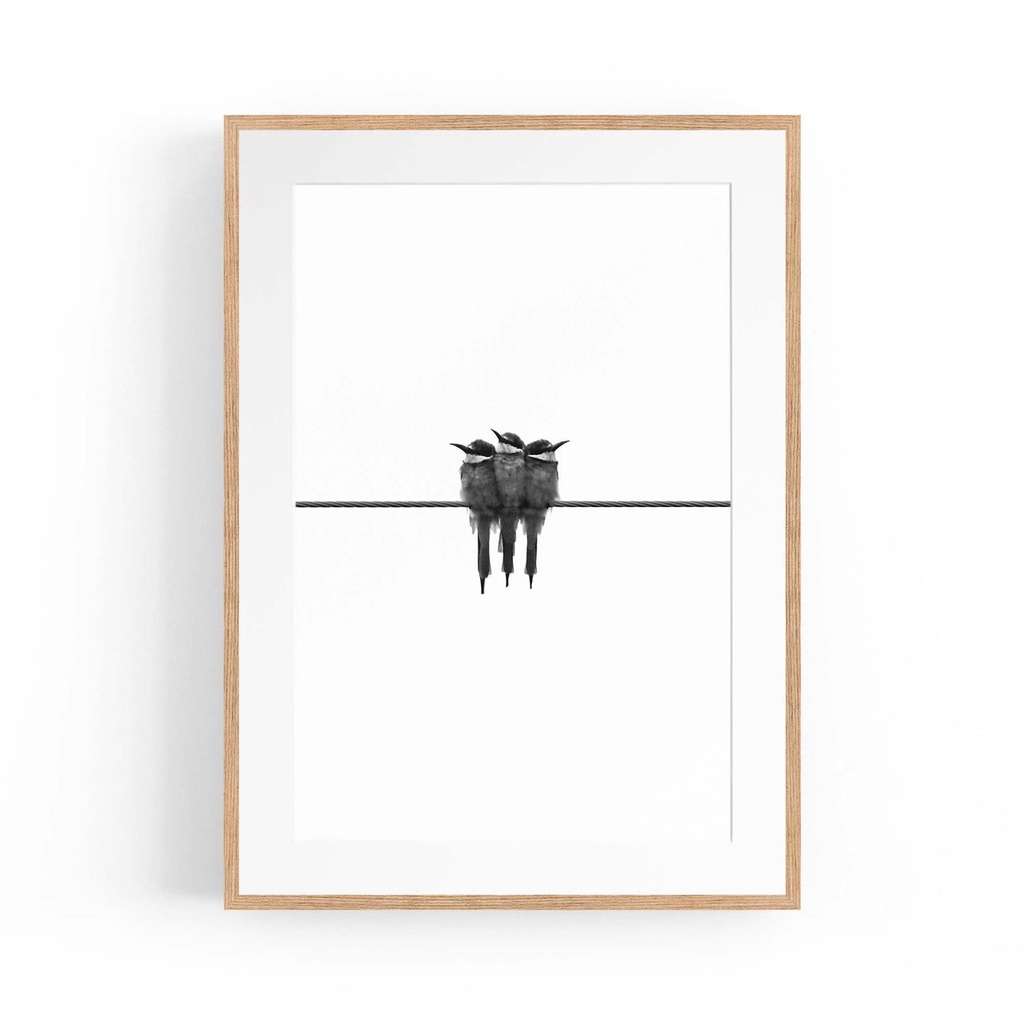 Abstract Bird on Wire Minimal Drawing Wall Art #2 - The Affordable Art Company