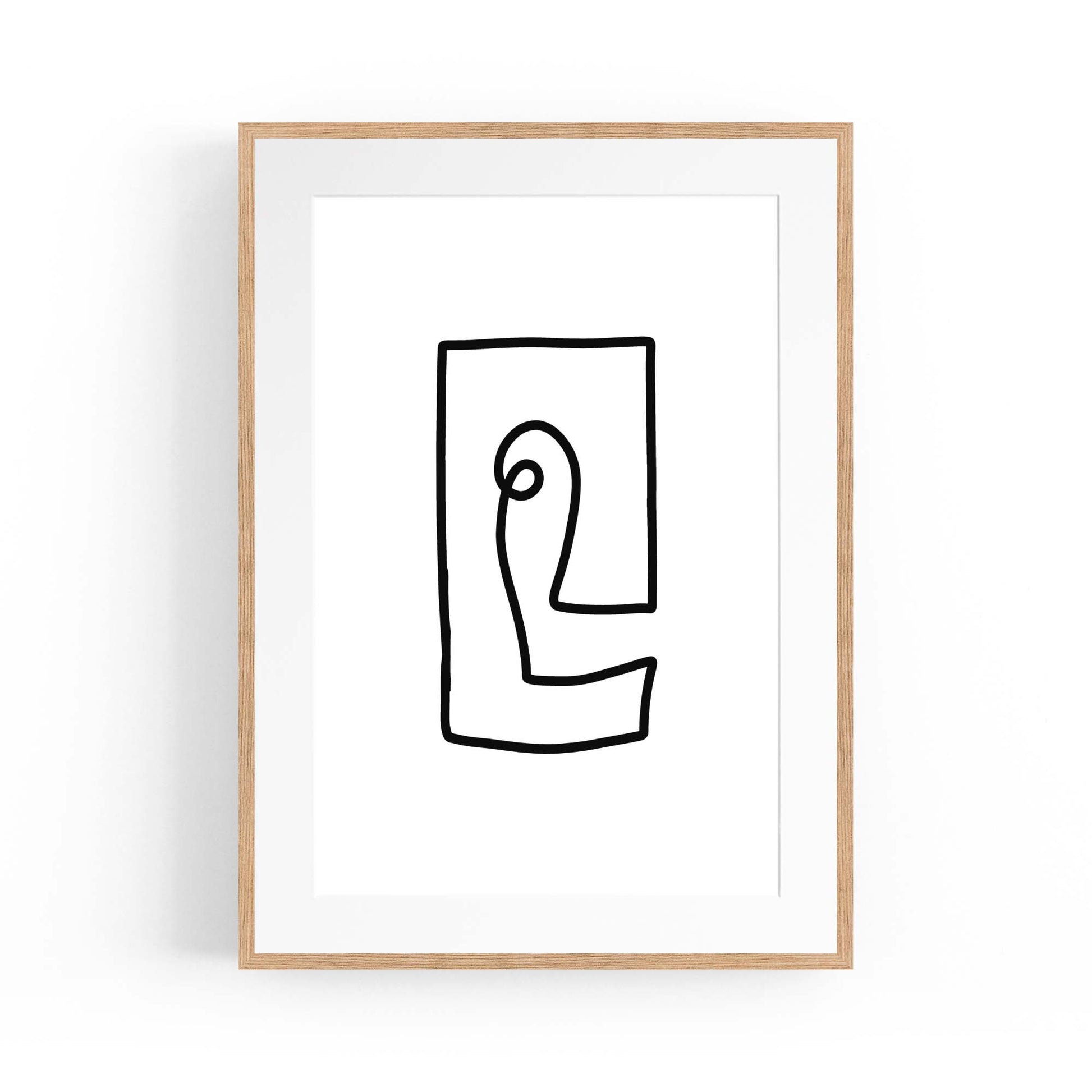 Squared Abstract Face Minimal Drawing Wall Art - The Affordable Art Company