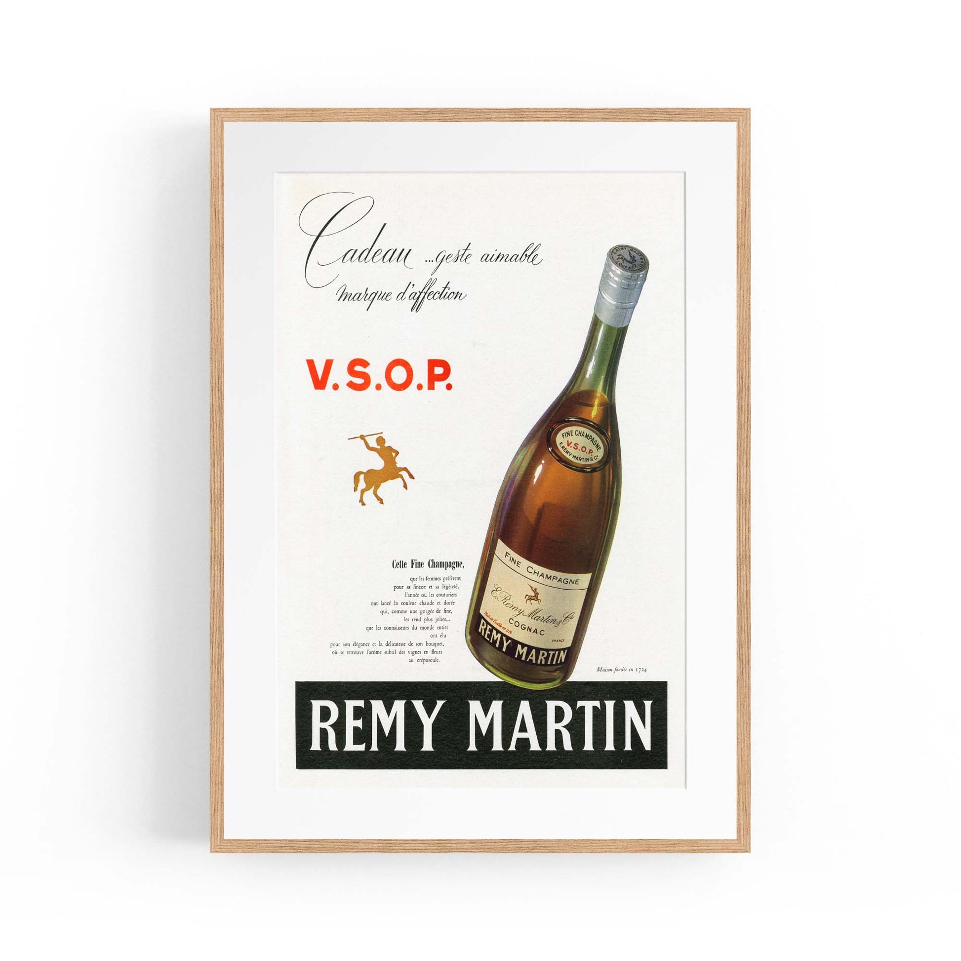 Remy Martin Cognac Champagne Vintage Drinks Advert Wall Art - The Affordable Art Company