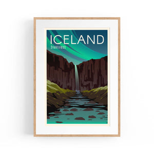 Retro Iceland European Travel Vintage Wall Art - The Affordable Art Company