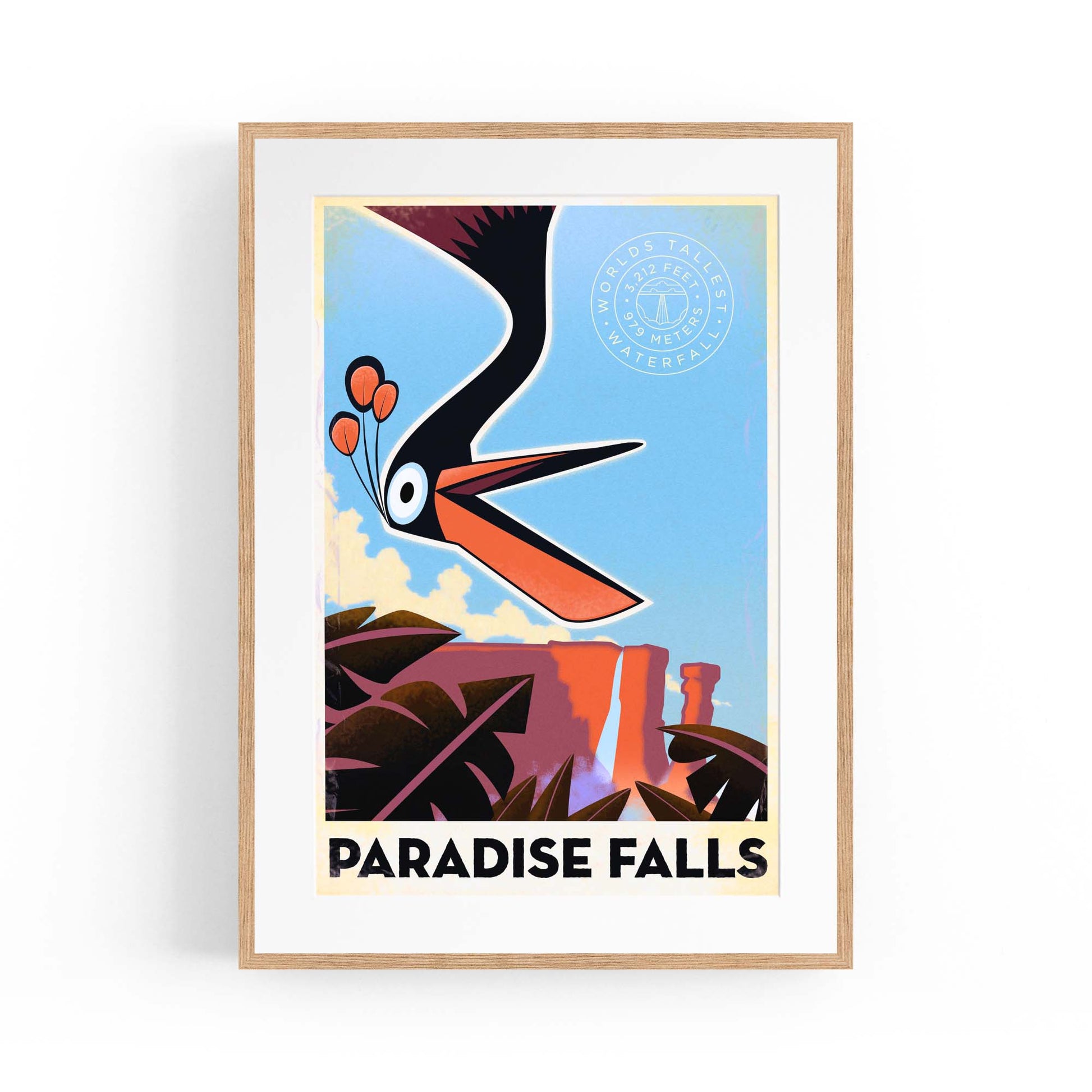 Paradise Falls, Venezuela Vintage Travel Wall Art - The Affordable Art Company