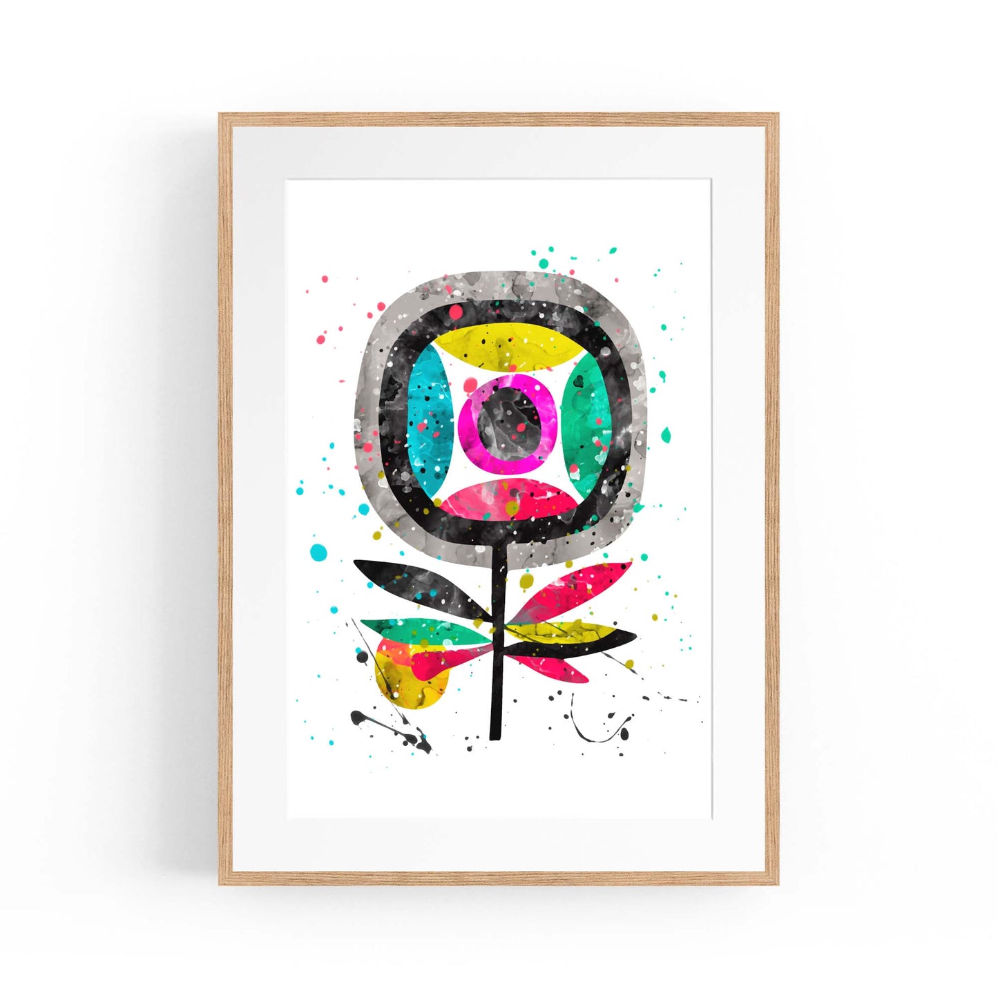 Scandi Flower Colourful Kitchen Cafe Wall Art #1 - The Affordable Art Company