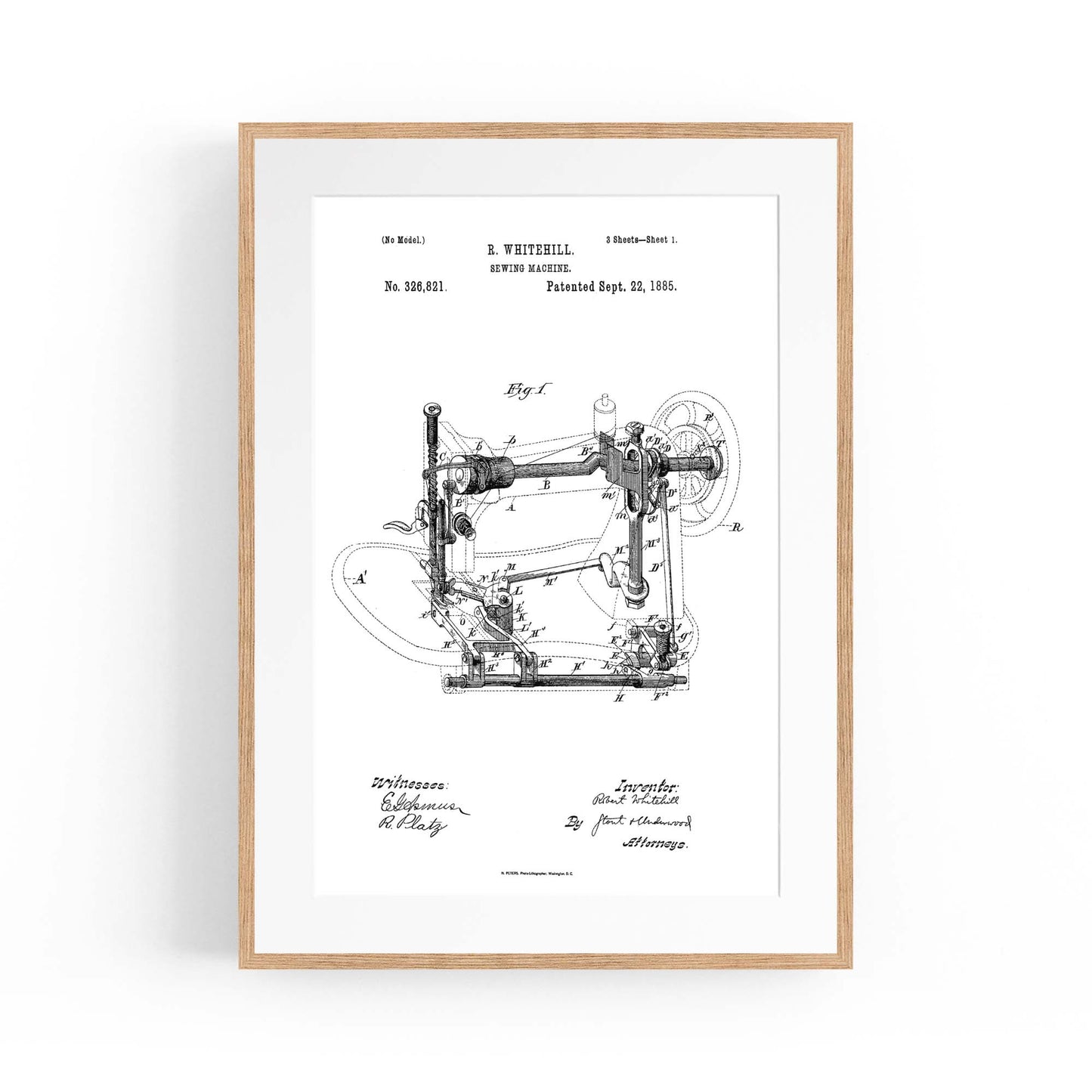 Vintage Sewing Machine Patent Wall Art #2 - The Affordable Art Company