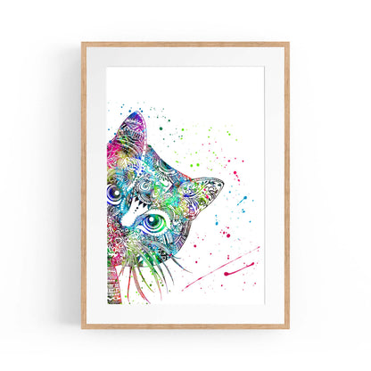 Cat Mandala Cute Animal Pattern Wall Art - The Affordable Art Company