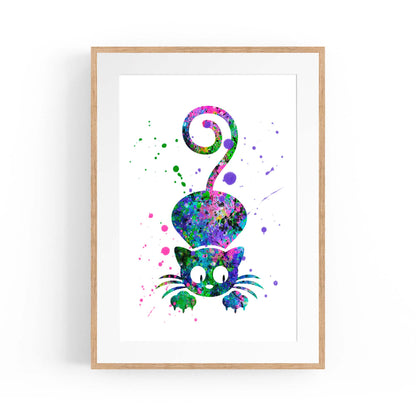 Cute Cat Painting Colourful Animal Wall Art #3 - The Affordable Art Company