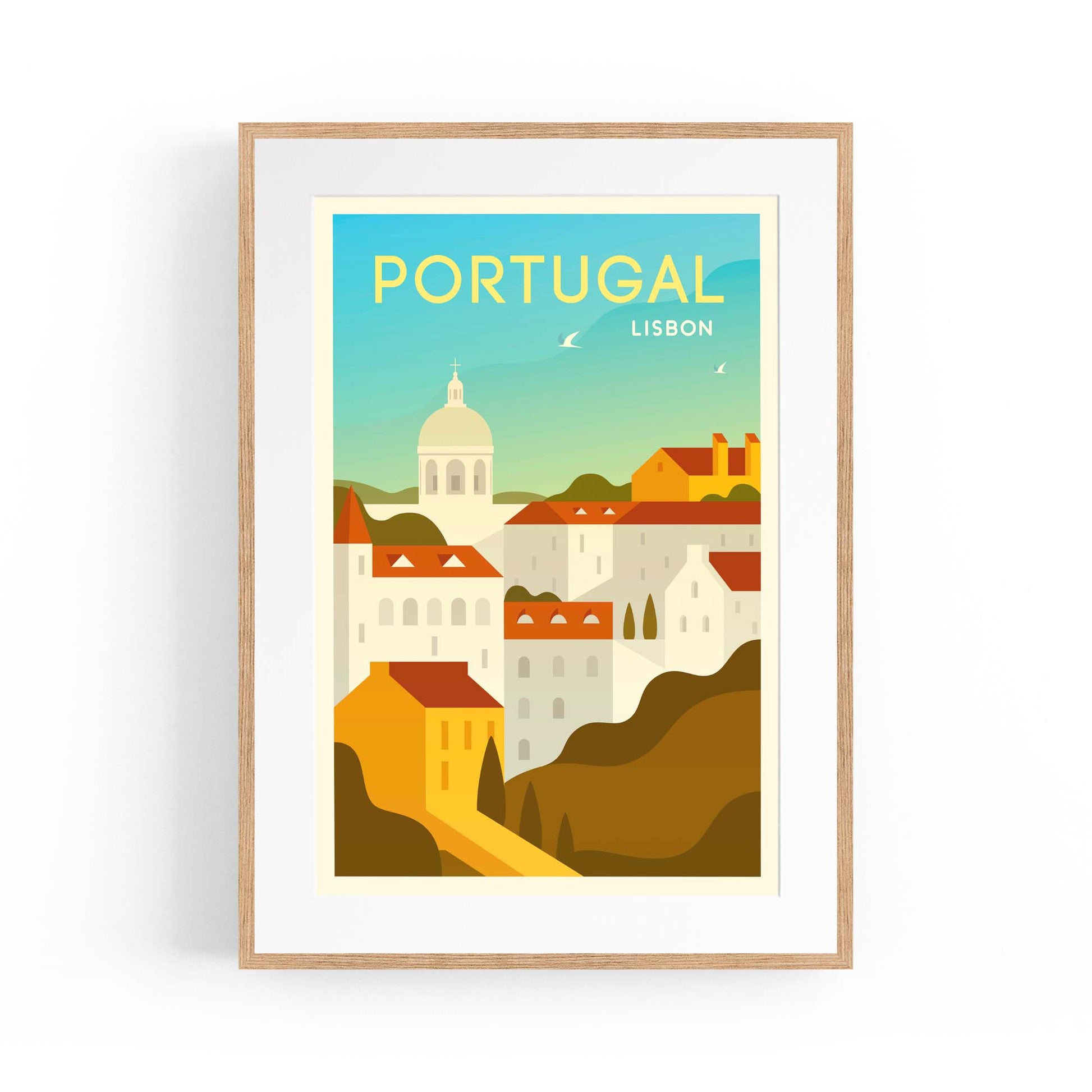 Retro Lisbon Portugal Travel Vintage Wall Art - The Affordable Art Company