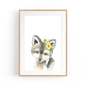 Cute Baby Wolf Nursery Animal Gift Wall Art - The Affordable Art Company