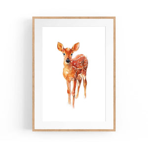 Watercolour Deer Painting Animal Nursery Wall Art - The Affordable Art Company