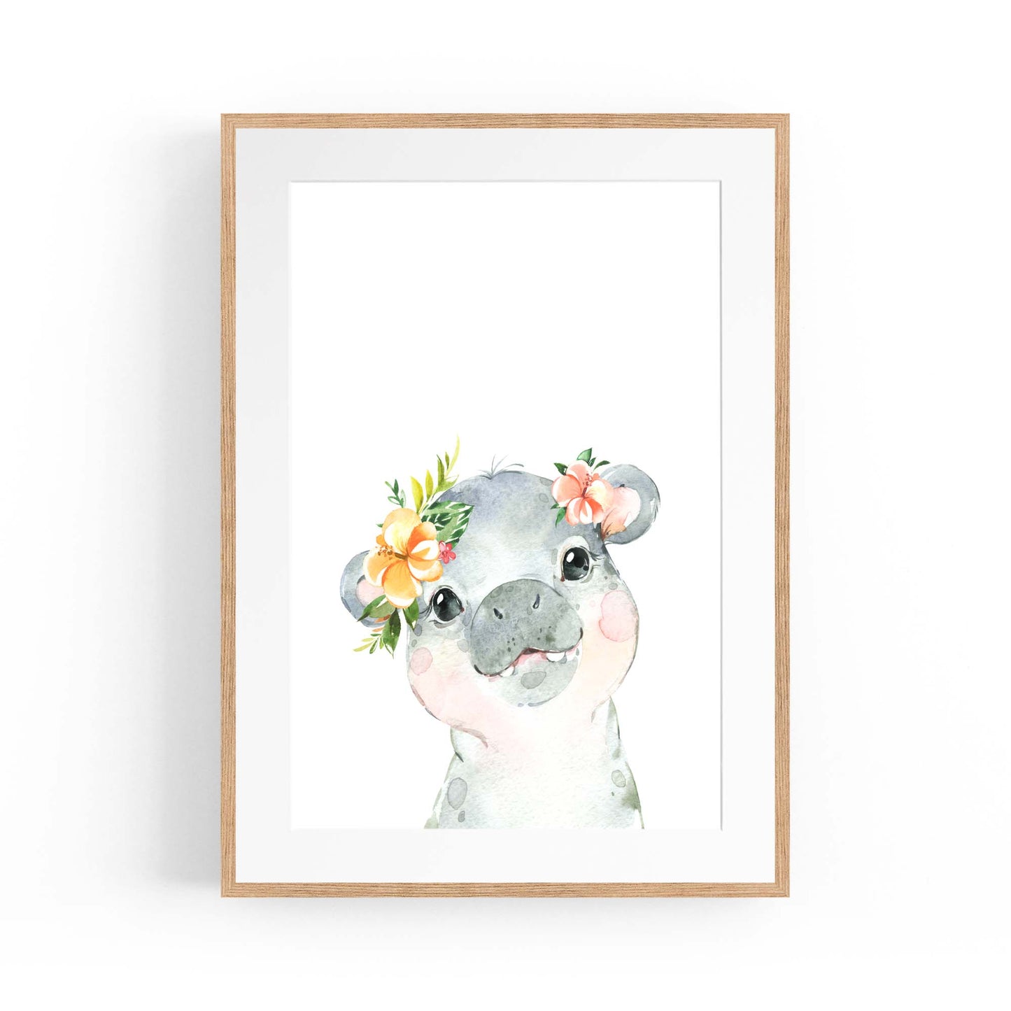 Cute Baby Hippo Nursery Animal Gift Wall Art #2 - The Affordable Art Company