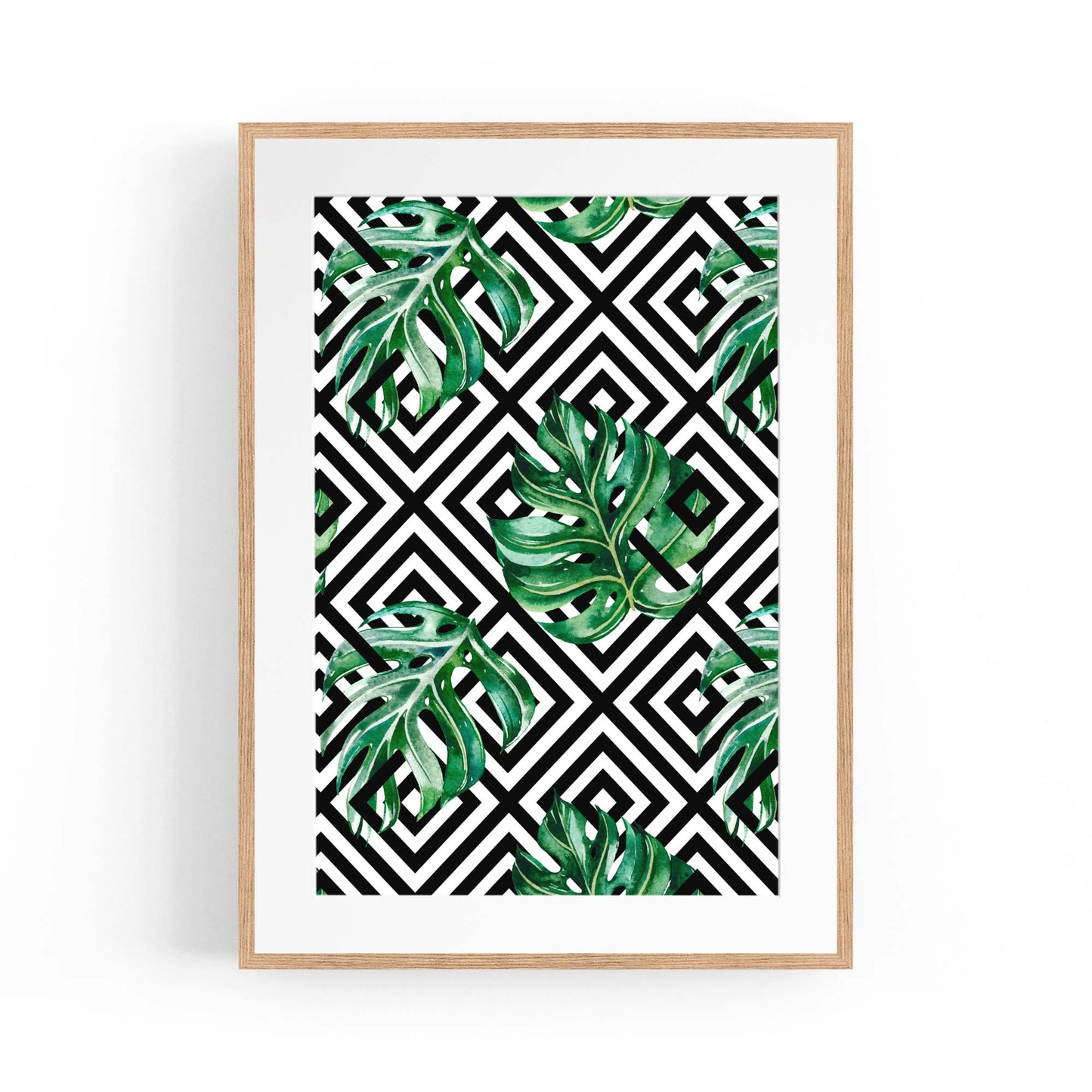 Green Leaves Geometric Nature Wall Art #4 - The Affordable Art Company