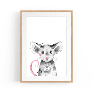 Cute Blushing Baby Mouse Nursery Animal Wall Art - The Affordable Art Company