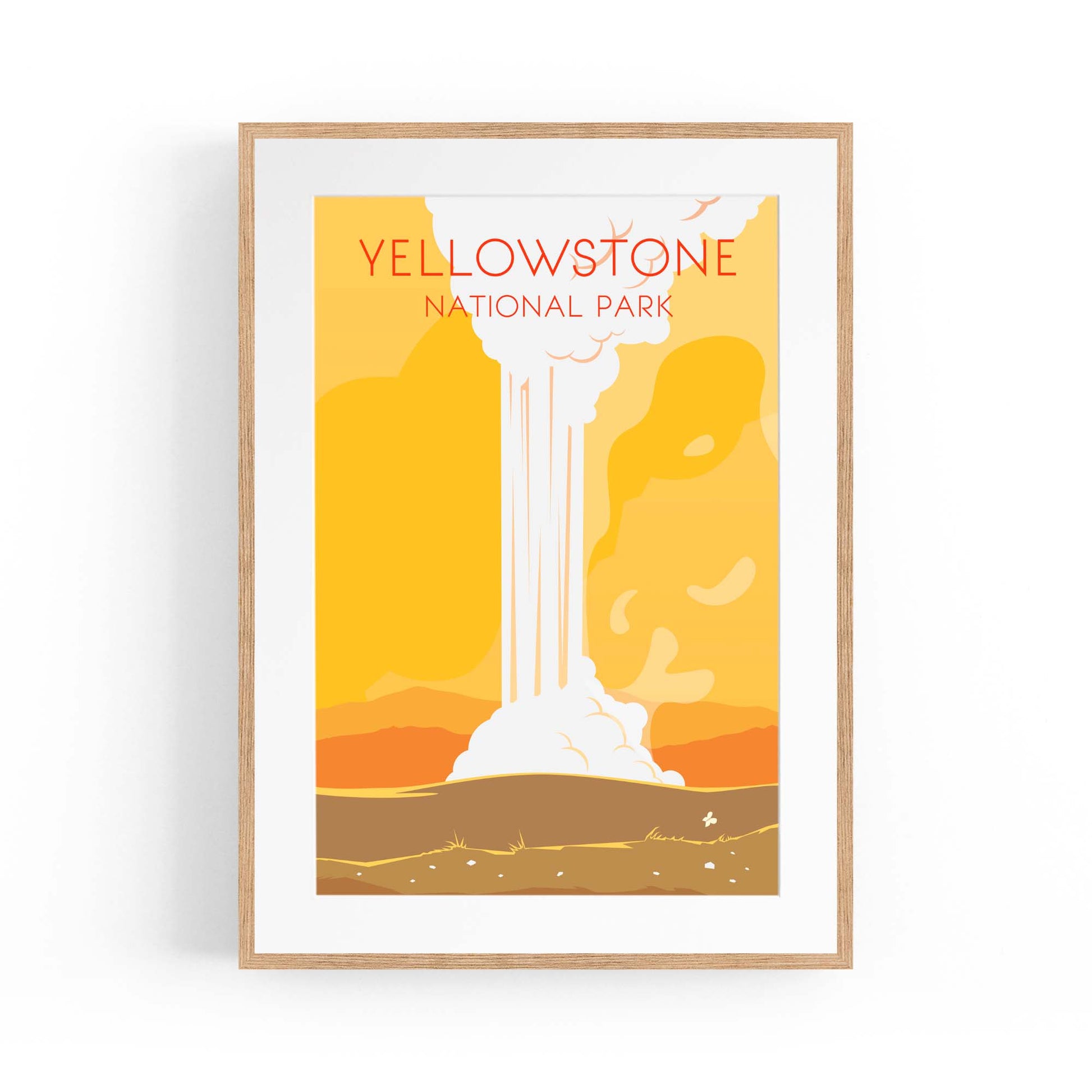 Retro Yellowstone USA Vintage Travel Wall Art - The Affordable Art Company