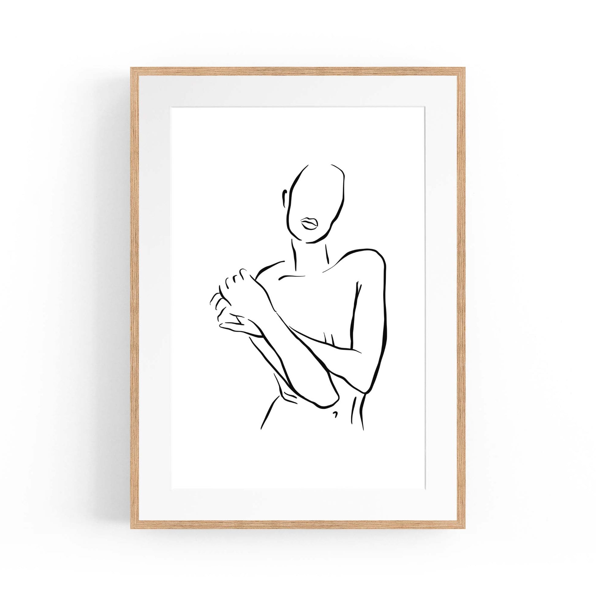 Nude Female Body Minimal Line Drawing Wall Art - The Affordable Art Company