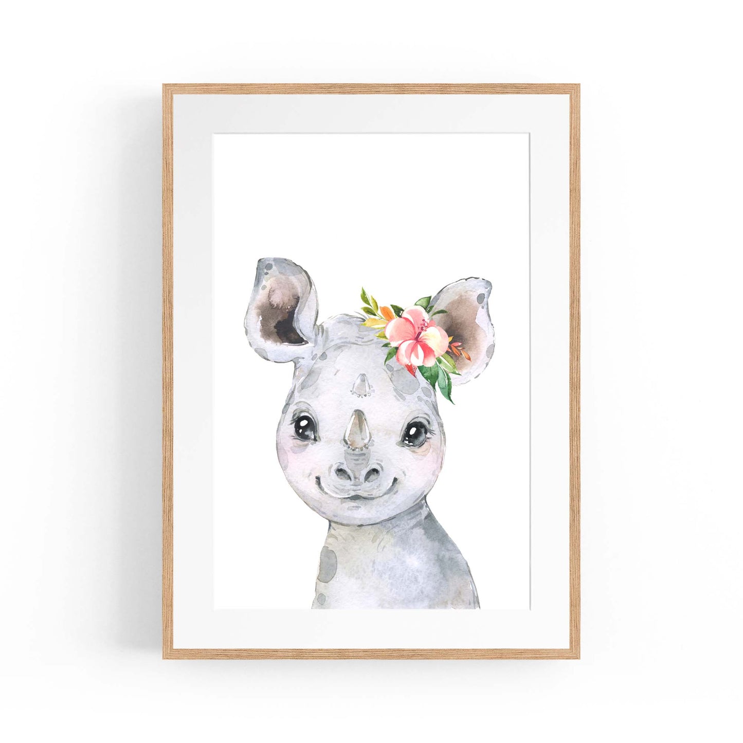 Cute Baby Rhino Nursery Animal Gift Wall Art - The Affordable Art Company