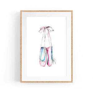Cute Ballet Shoes Girls Bedroom Pink Wall Art - The Affordable Art Company