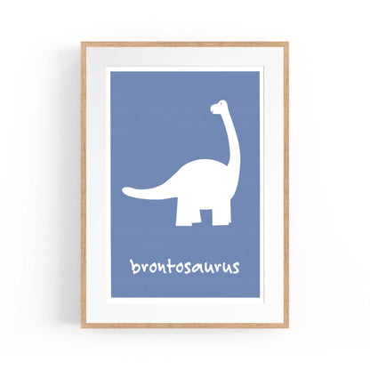 Brontosaurus Blue Dinosaur Nursery Boys Bedroom Art - The Affordable Art Company