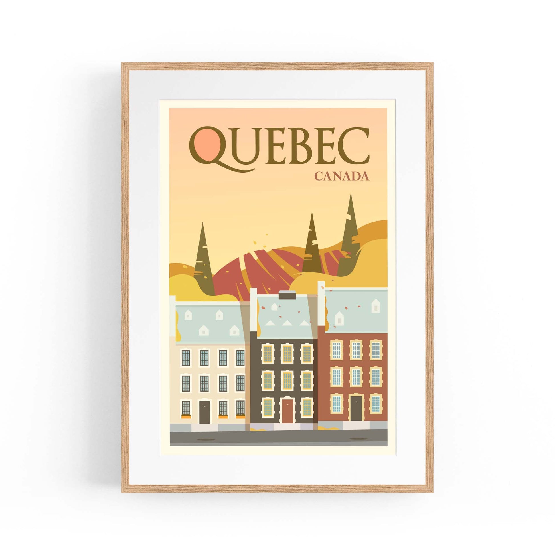 Retro Quebec Canada Vintage Travel Wall Art - The Affordable Art Company