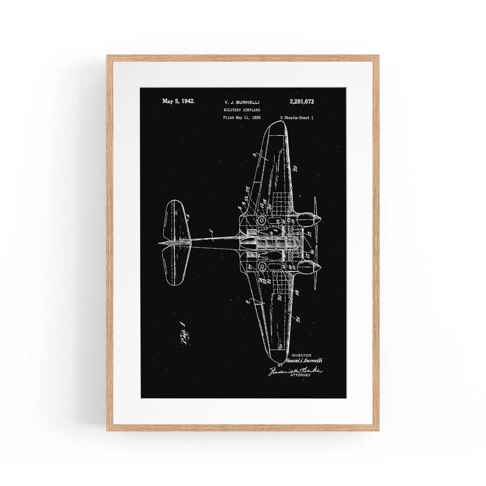 Airplane Patent Vintage Minimal Man Cave Wall Art #4 - The Affordable Art Company