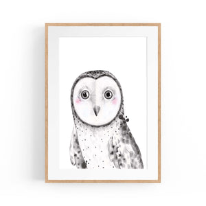 Cute Blushing Baby Owl Nursery Animal Wall Art - The Affordable Art Company