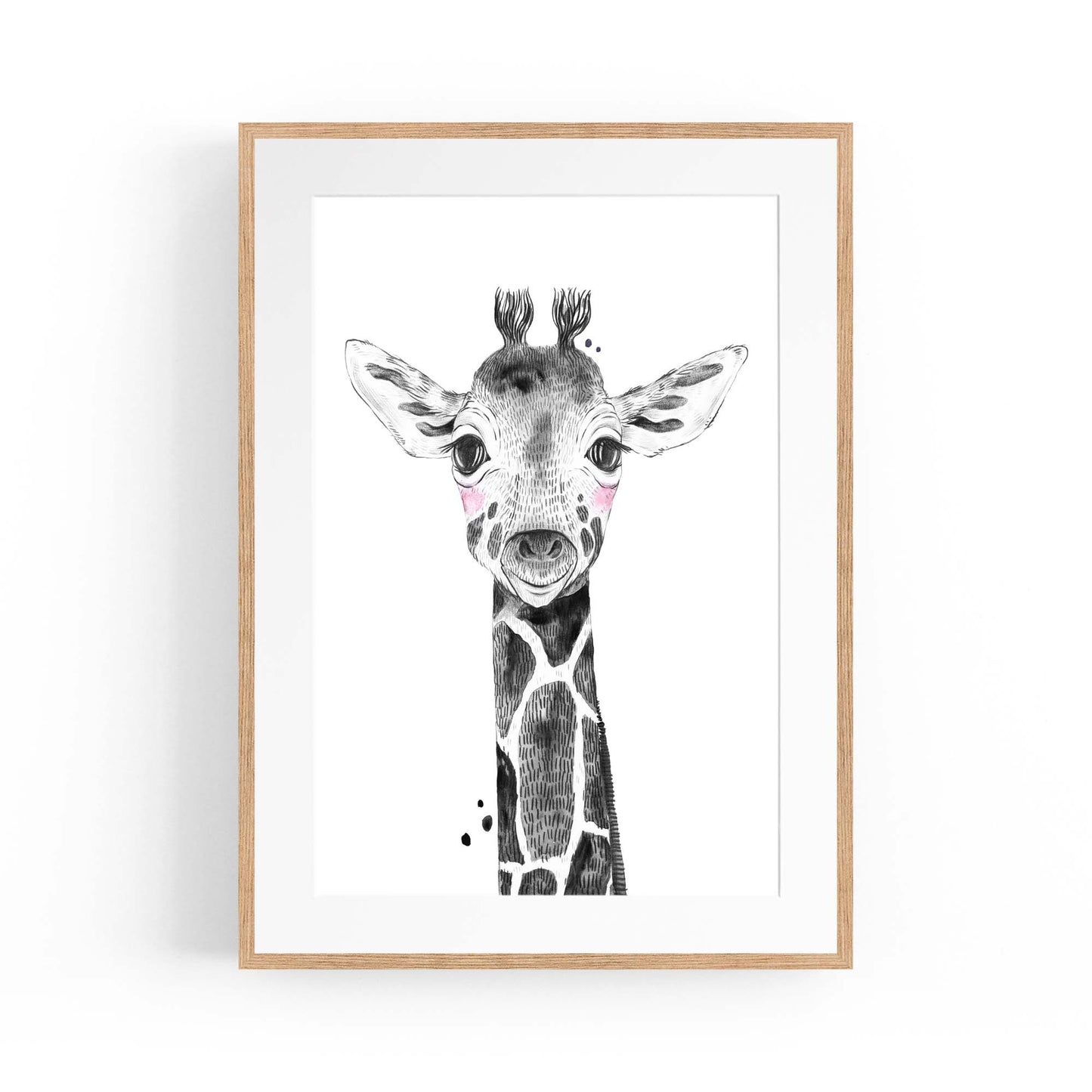 Cute Blushing Baby Giraffe Nursery Animal Wall Art - The Affordable Art Company