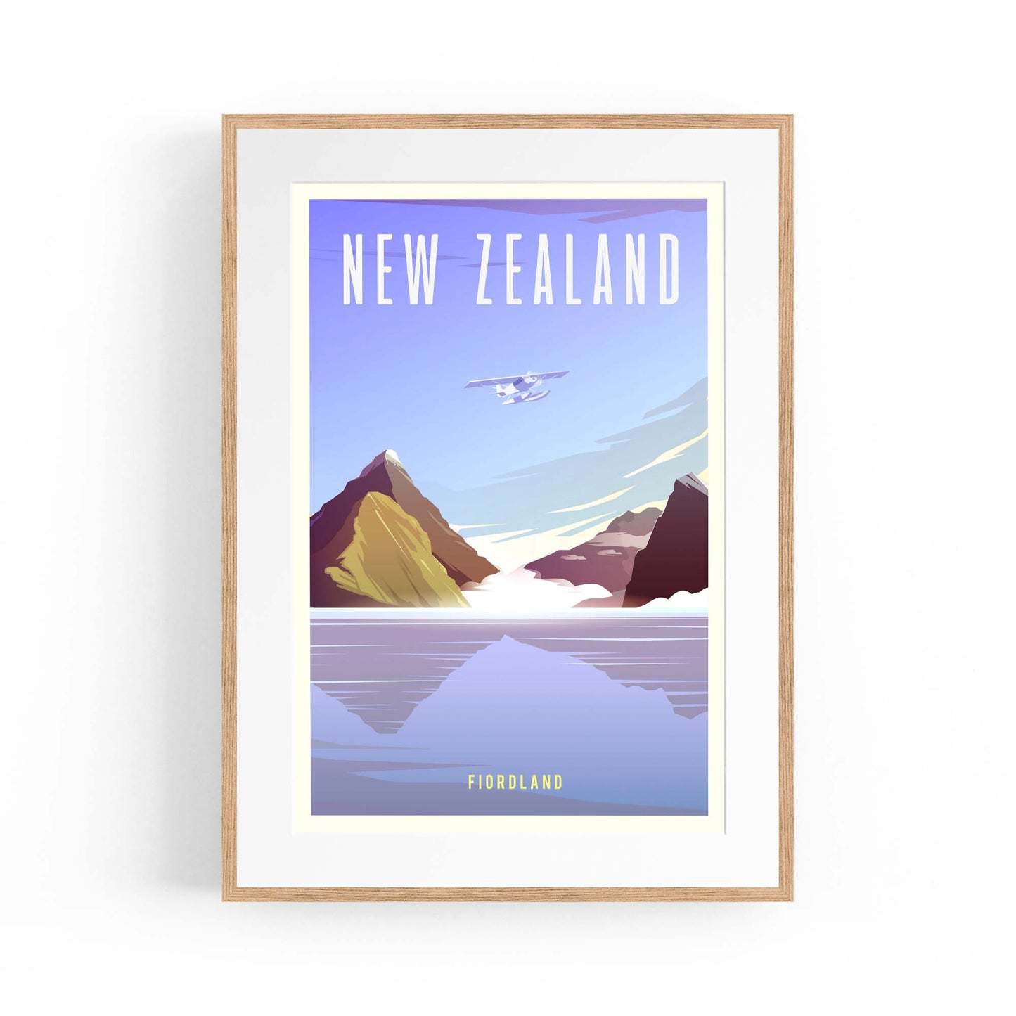 Retro Fiordland New Zealand Vintage Wall Art - The Affordable Art Company