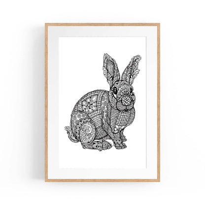 Rabbit Mandala Minimal Drawing Wall Art - The Affordable Art Company