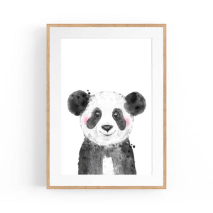 Cute Blushing Baby Panda Nursery Animal Wall Art - The Affordable Art Company