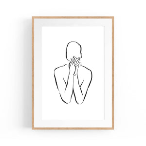 Thinking Nude Female Minimal Line Body Wall Art - The Affordable Art Company