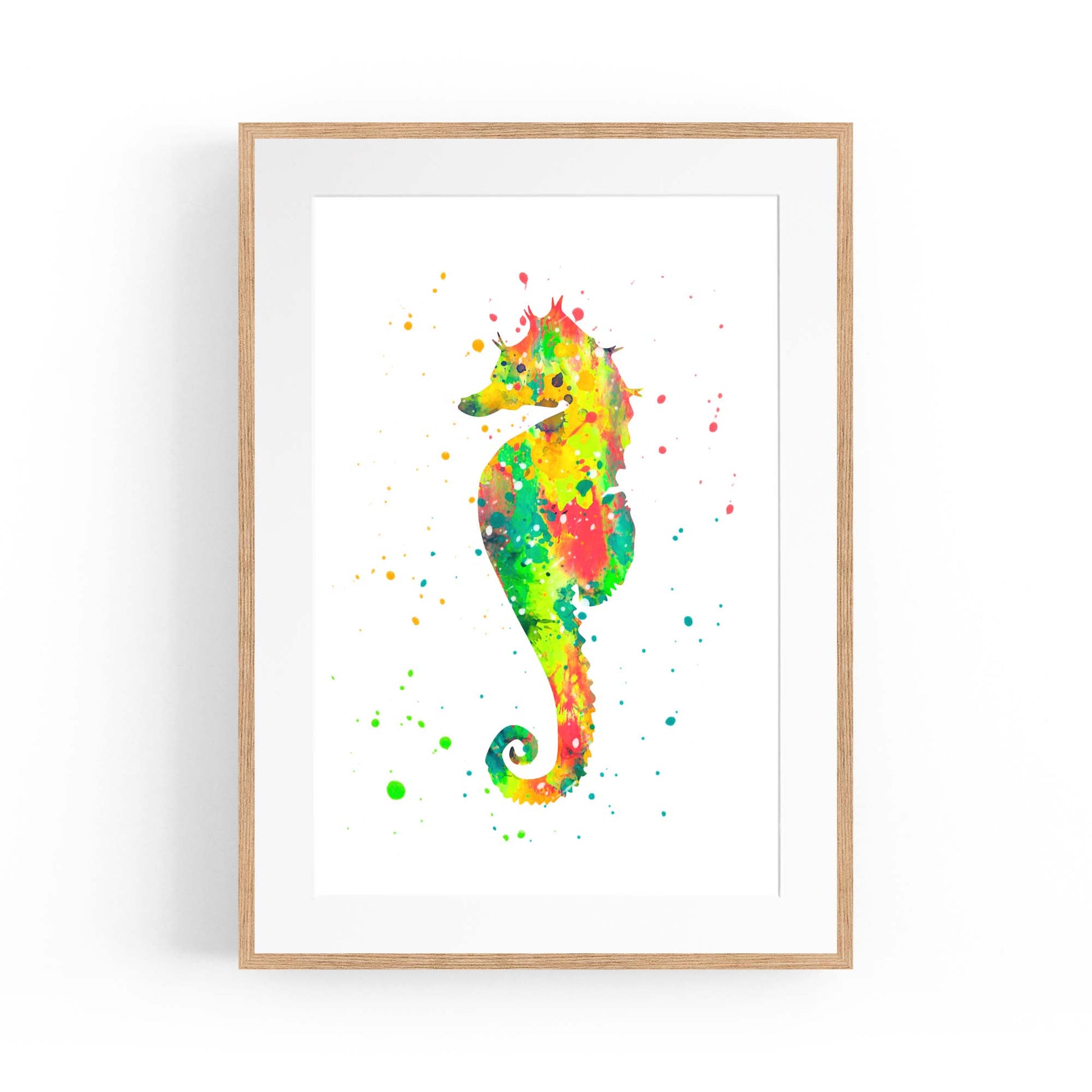 Seahorse Cartoon Sealife Nursery Baby Wall Art #1 - The Affordable Art Company