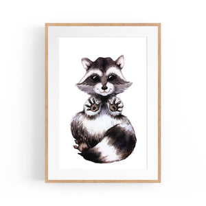 Cartoon Raccoon Cute Nursery Baby Animal Art - The Affordable Art Company