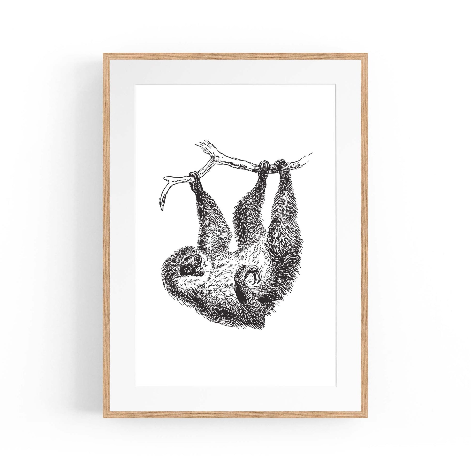 Sloth Drawing Animal Minimal Wall Art - The Affordable Art Company