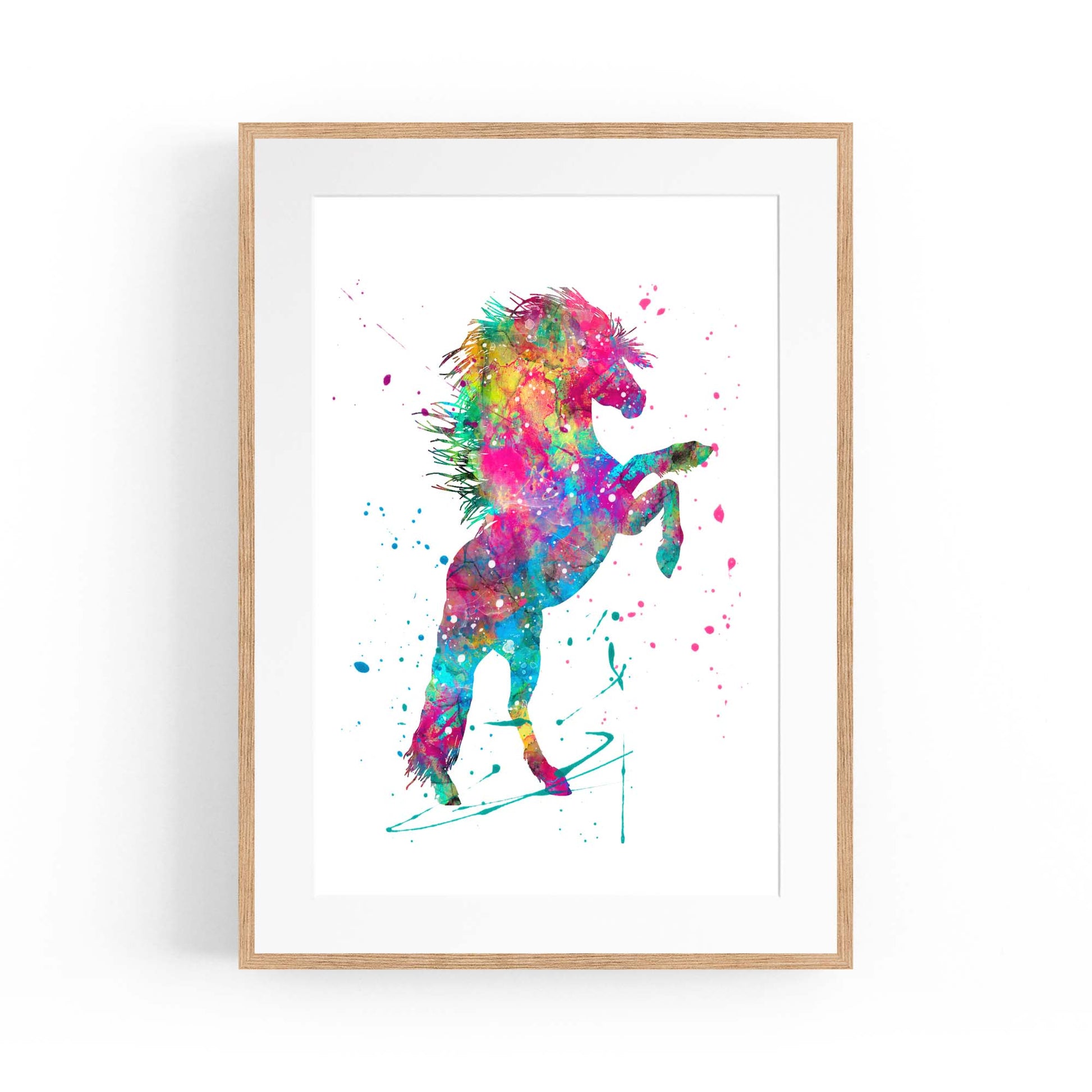 Horse Painting Girls Bedroom Colourful Wall Art #2 - The Affordable Art Company