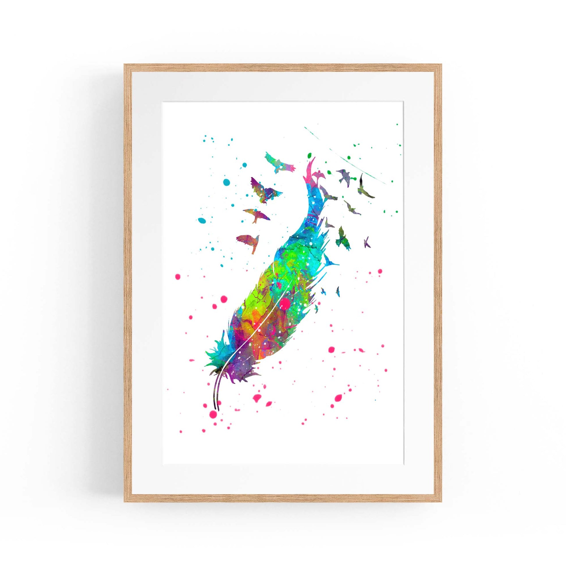 Feather Painting Colourful Bird Wall Art #3 - The Affordable Art Company