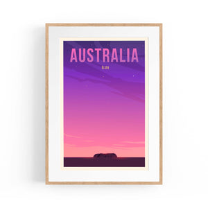 Retro Uluru, Australia Vintage Travel Wall Art - The Affordable Art Company
