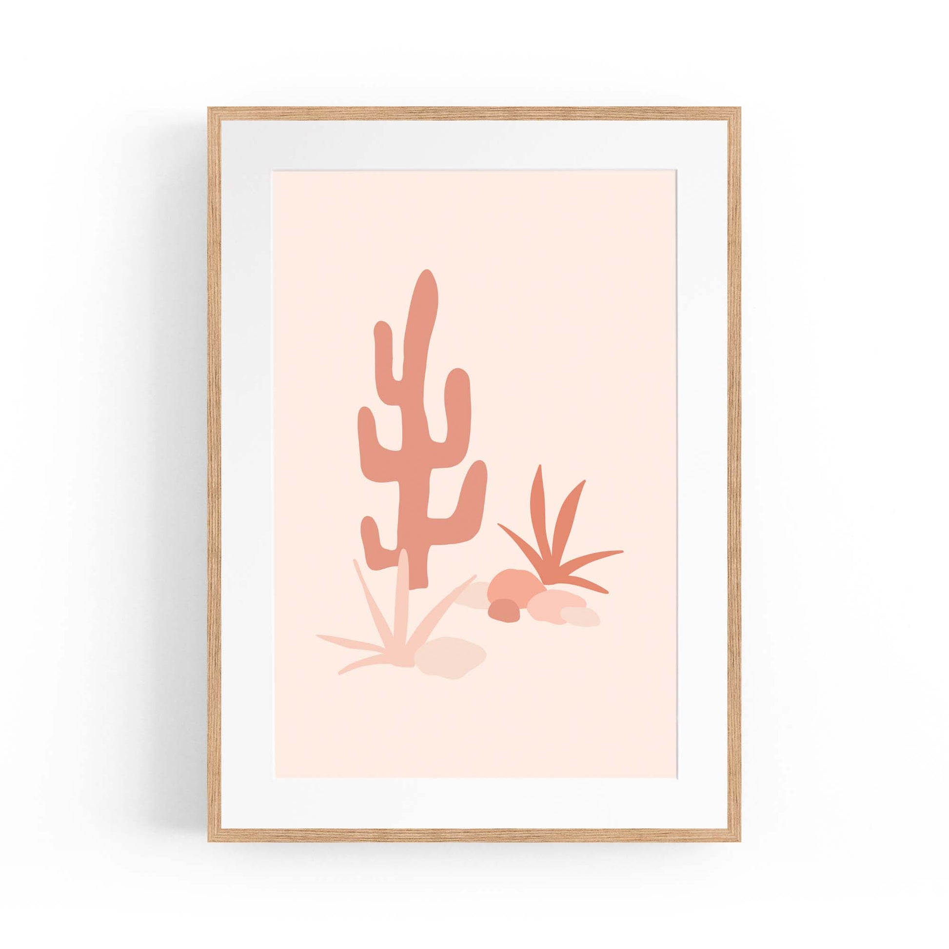 Minimal Cactus Retro Landscape Desert Wall Art #2 - The Affordable Art Company