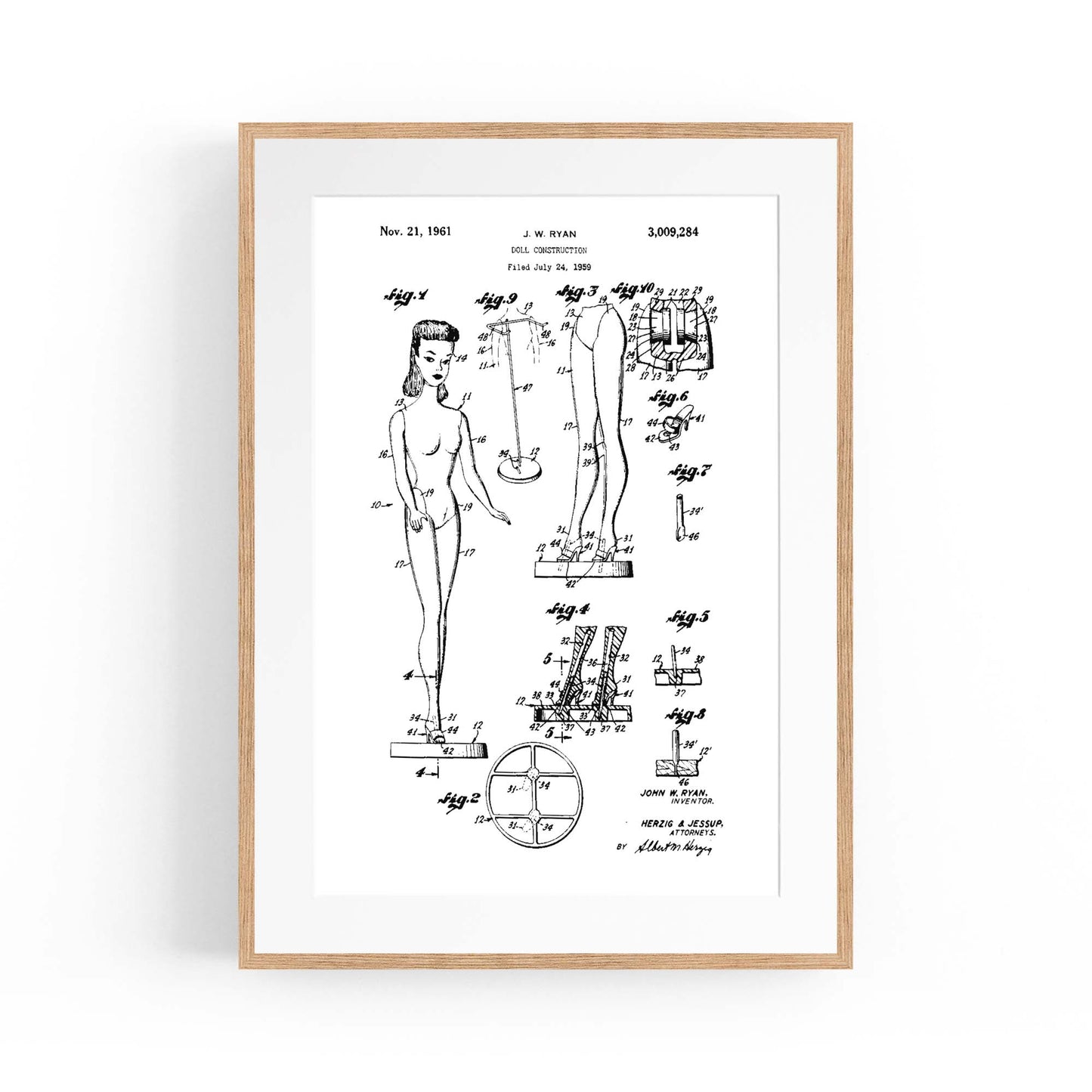 Vintage Barbie Doll Toy Patent Old Style Wall Art #2 - The Affordable Art Company