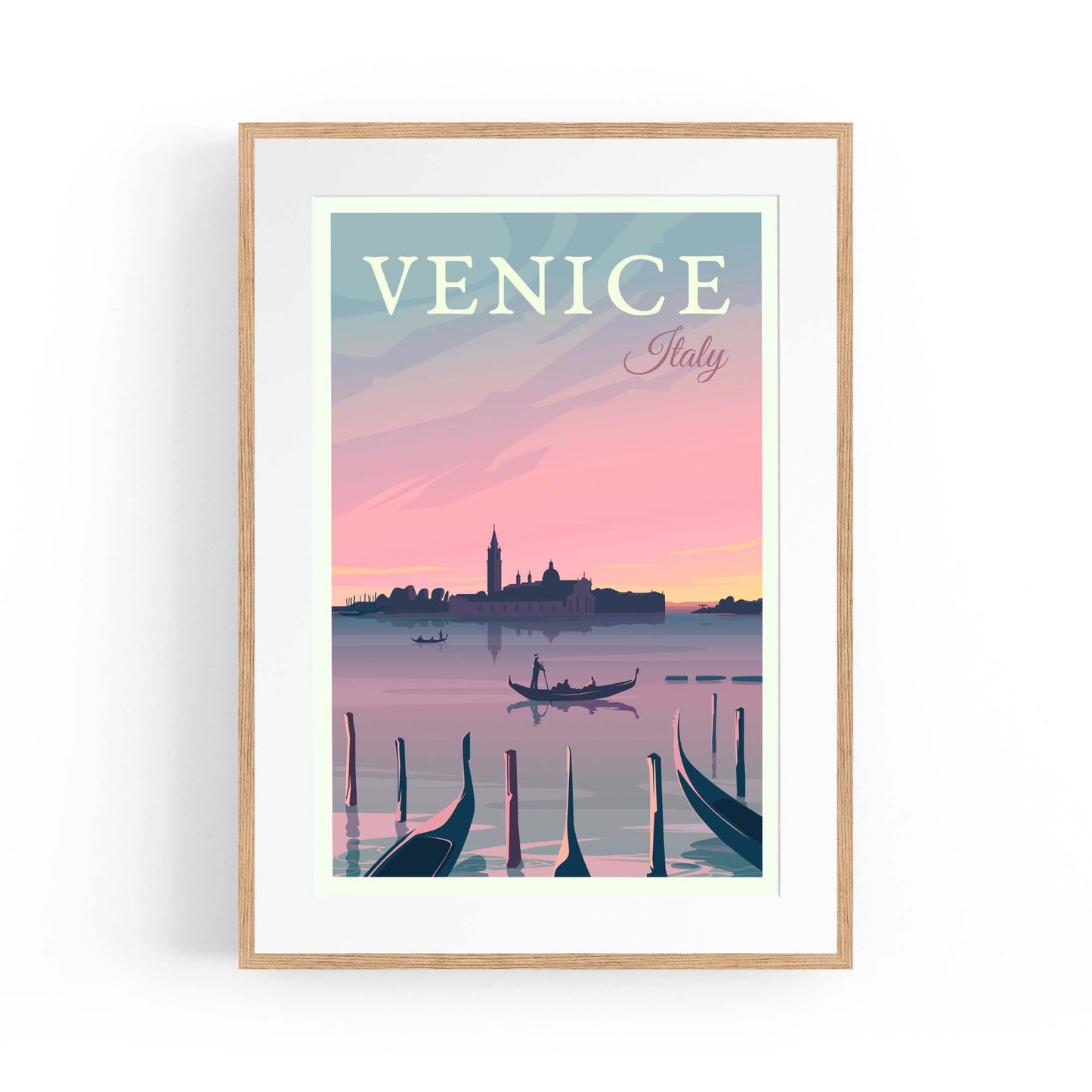 Retro Venice Italy Vintage Travel European Wall Art - The Affordable Art Company