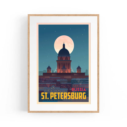 Retro St Petersburg Russia Vintage Travel Wall Art - The Affordable Art Company