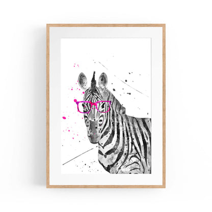 Zebra with Glasses Nursery Cute Baby Wall Art - The Affordable Art Company