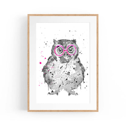 Owl with Glasses Nursery Animal Bedroom Wall Art - The Affordable Art Company